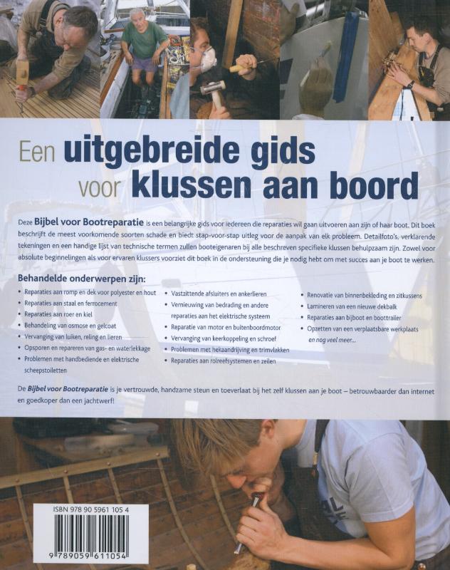 Achterkant van Bijbel voor bootreparatie