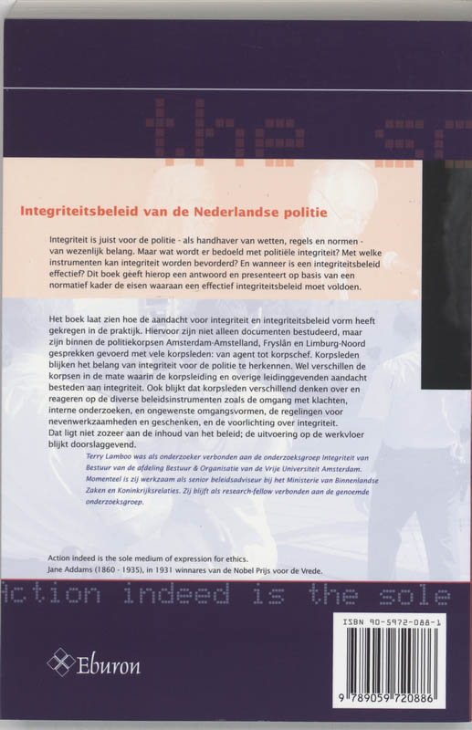 Achterkant van Integriteitsbeleid van de Nederlandse Politie
