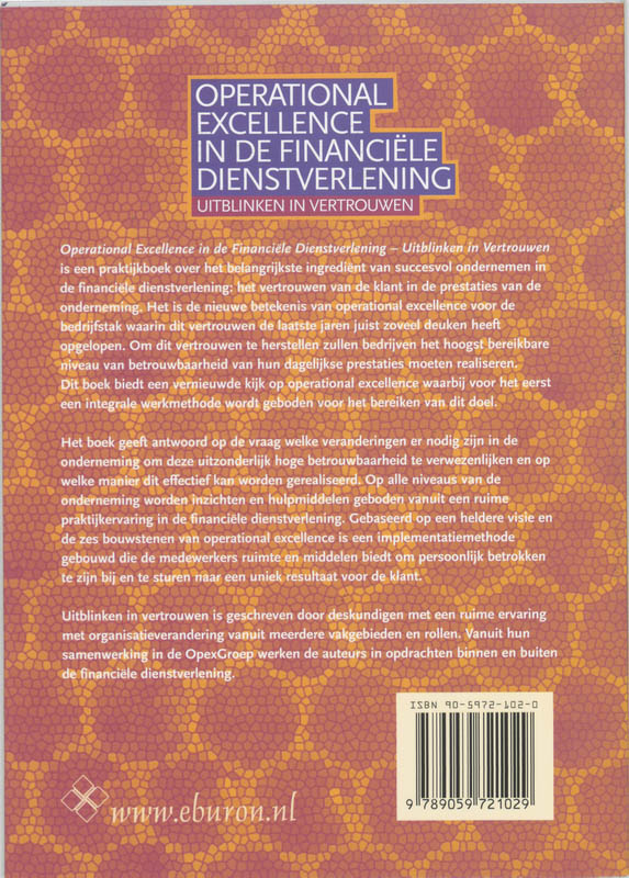 Achterkant van Operational excellence in de financiele dienstverlening