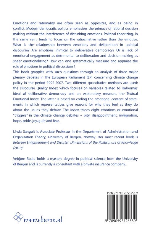 Achterkant van Deliberation, rhetoric and emotion in the discourse on climate change in the European parliament