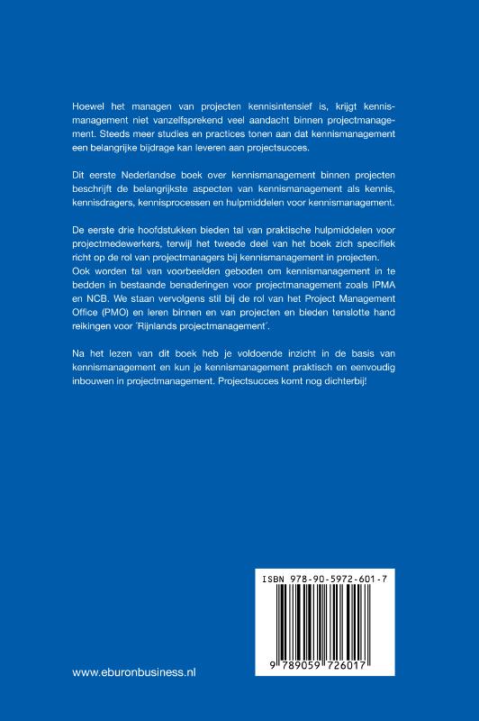 Achterkant van Kennismanagement in projecten