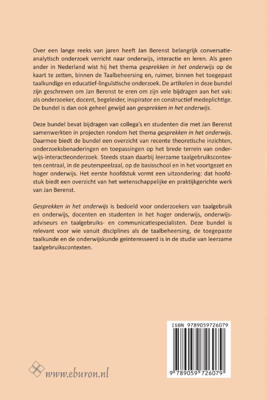 Achterkant van Gesprekken in het onderwijs