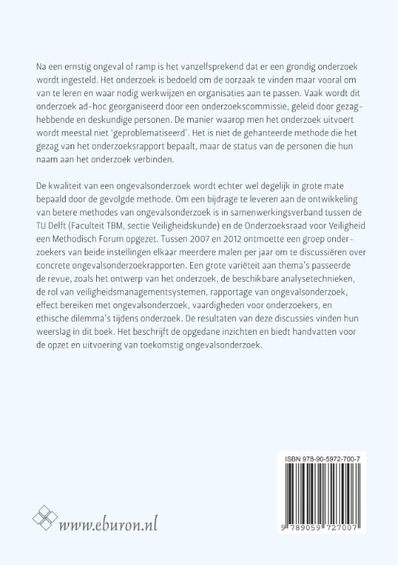 Achterkant van Methodische aspecten van het onderzoek naar ongevallen