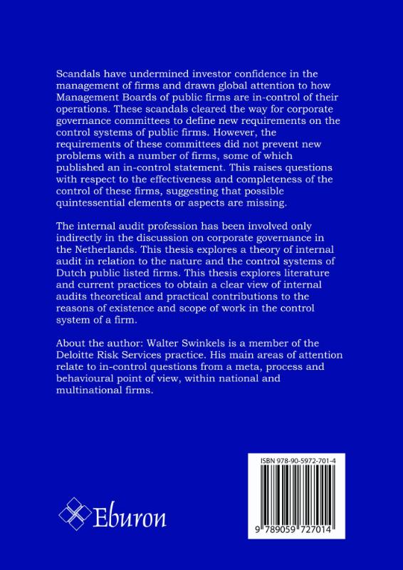 Achterkant van Exploration of a theory of internal audit