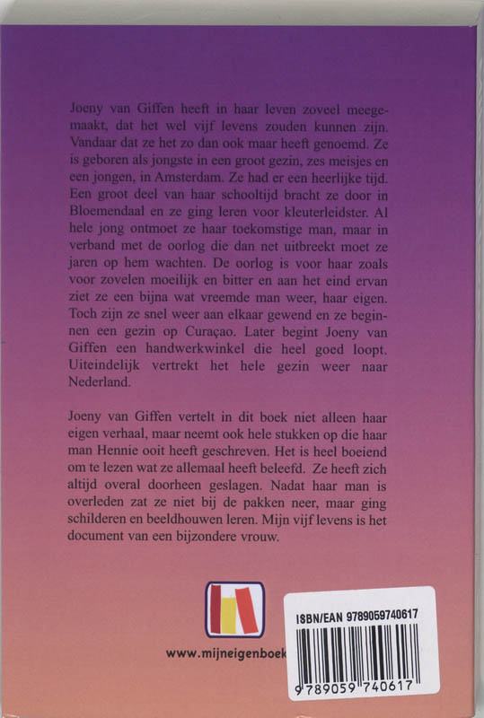 Achterkant van Mijn vijf levens