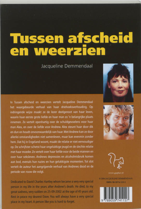Achterkant van Tussen afscheid en weerzien