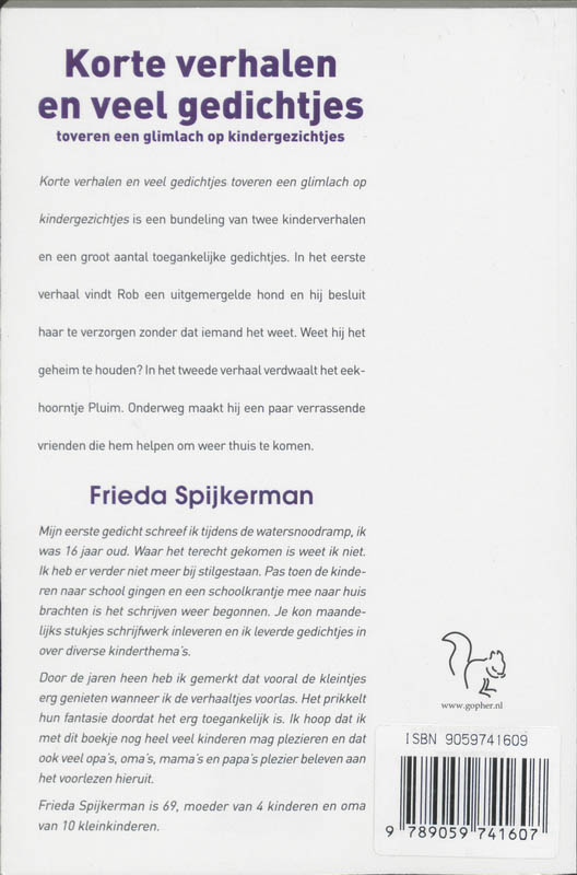 Achterkant van Korte verhalen en vele gedichtjes