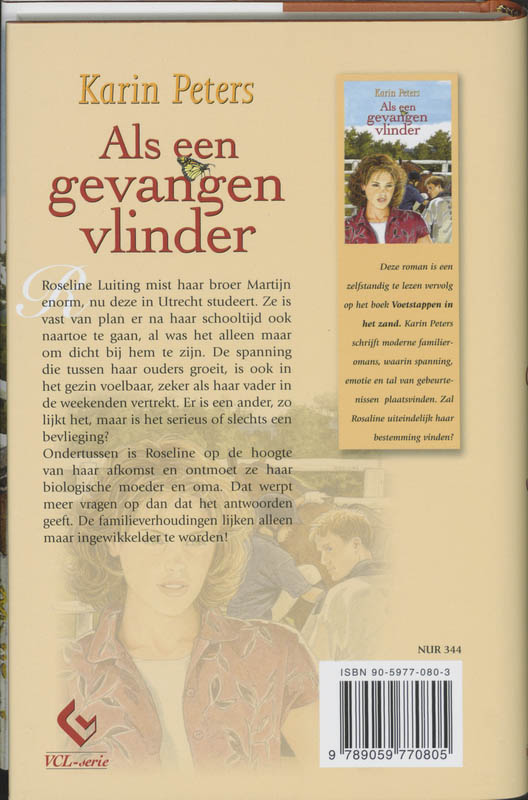 Achterkant van Als een gevangen vlinder