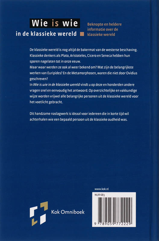 Achterkant van Wie is wie in de klassieke wereld
