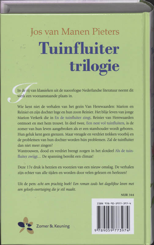Achterkant van Tuinfluiter trilogie