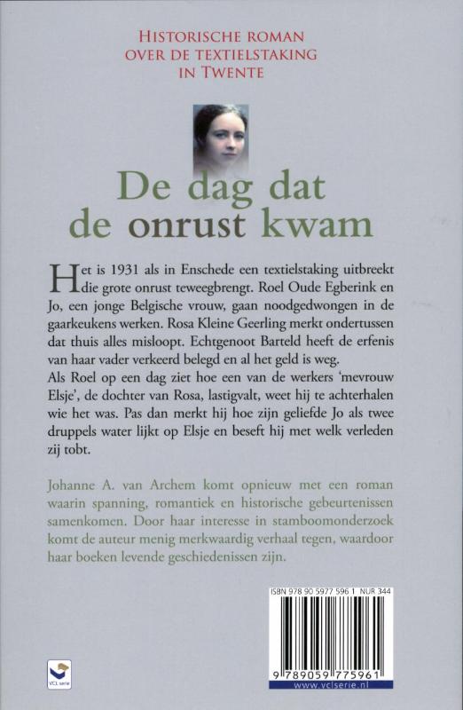 Achterkant van De dag dat de onrust kwam