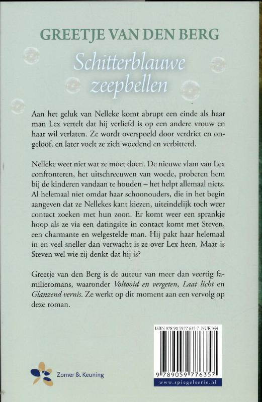 Achterkant van Schitterblauwe zeepbellen