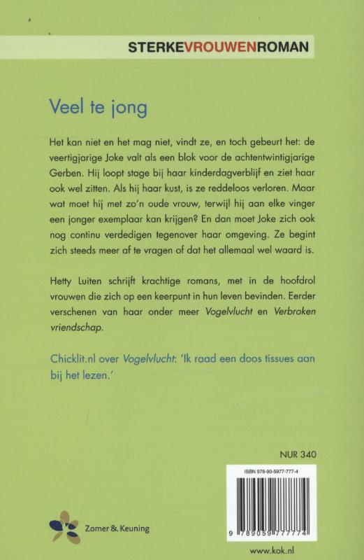 Achterkant van Veel te jong
