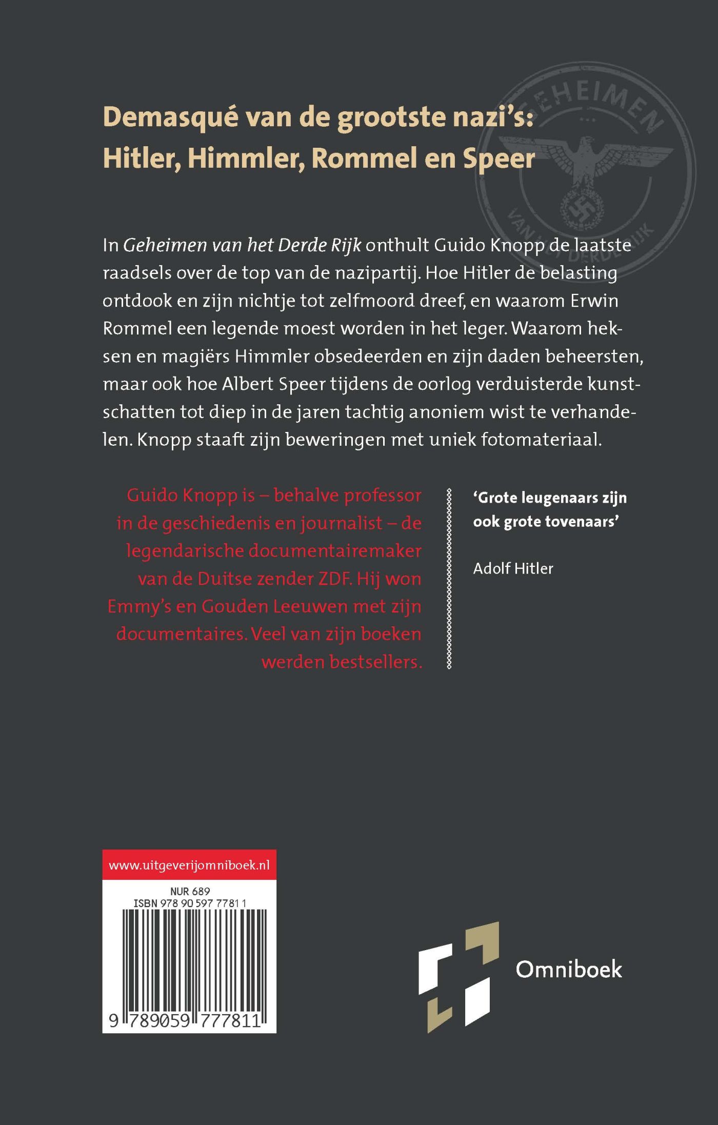 Achterkant van De geheimen van het Derde Rijk