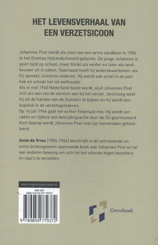 Achterkant van De levensroman van Johannes Post