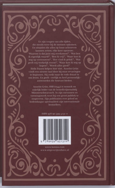 Achterkant van Anselm Grüns boek met antwoorden