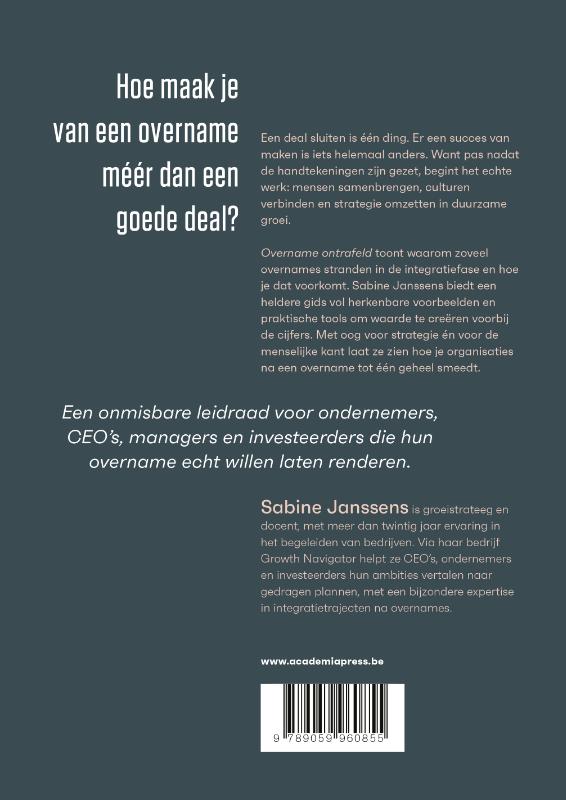 Achterkant van Overname ontrafeld