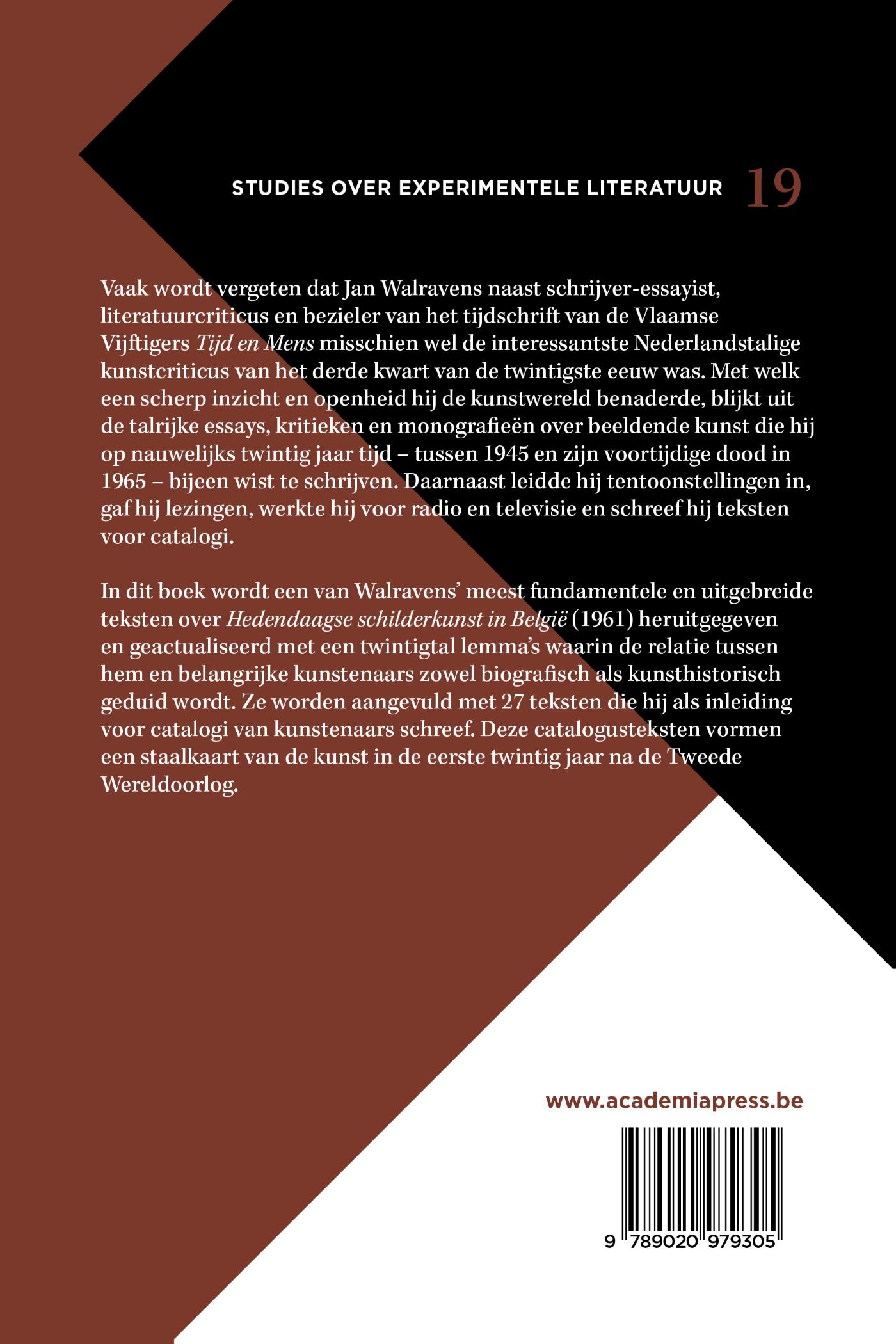 Achterkant van SEL-reeks 19: Jan Walravens en de beeldende kunsten