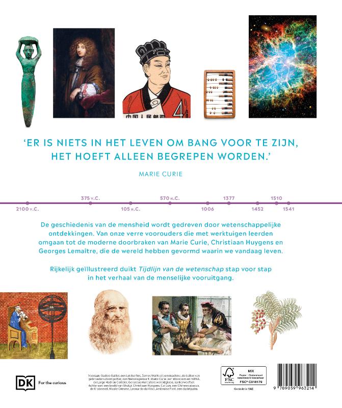 Achterkant van Tijdlijn van de wetenschap