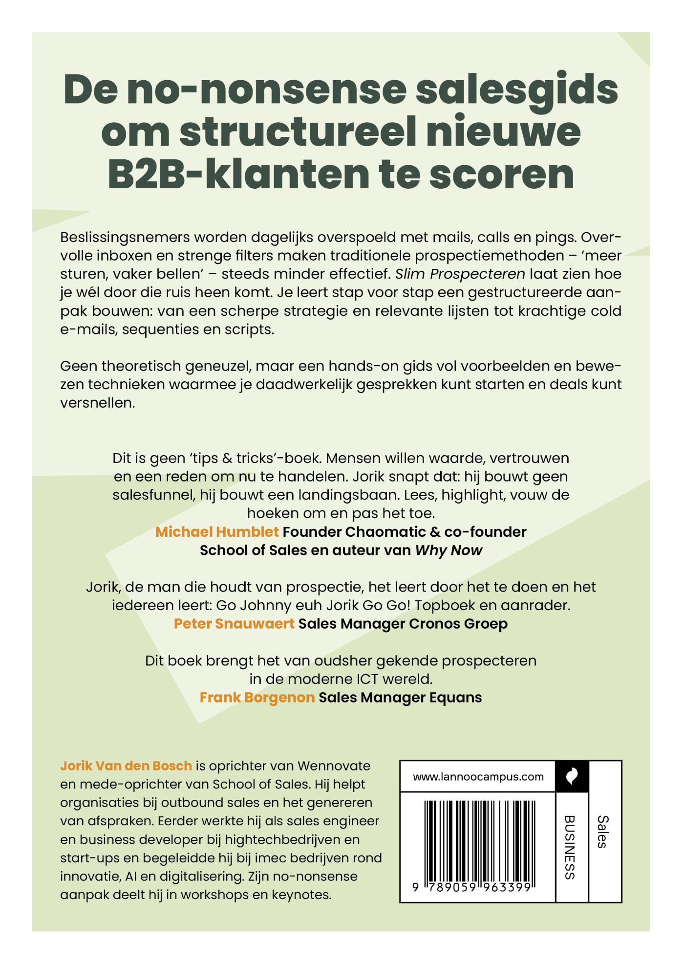 Achterkant van Slim Prospecteren