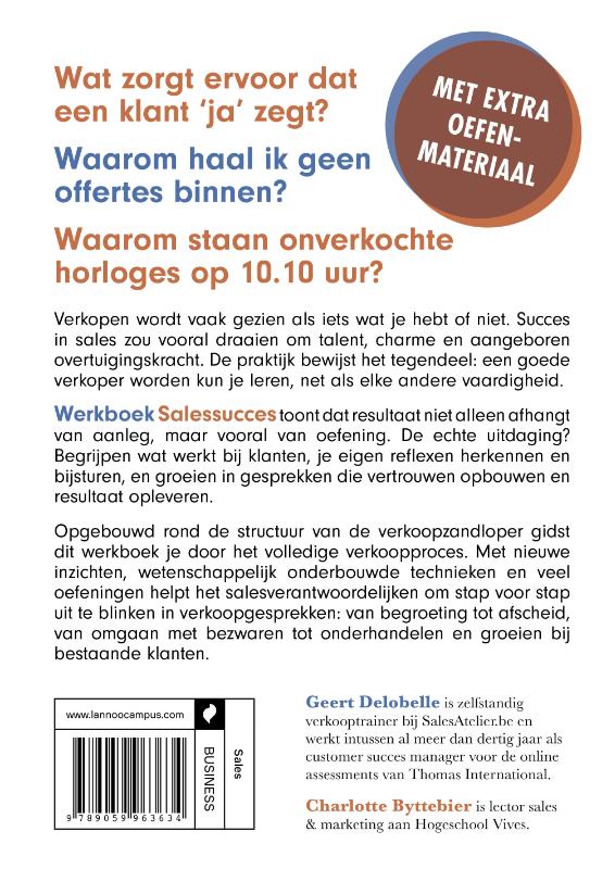 Achterkant van Werkboek Salessucces