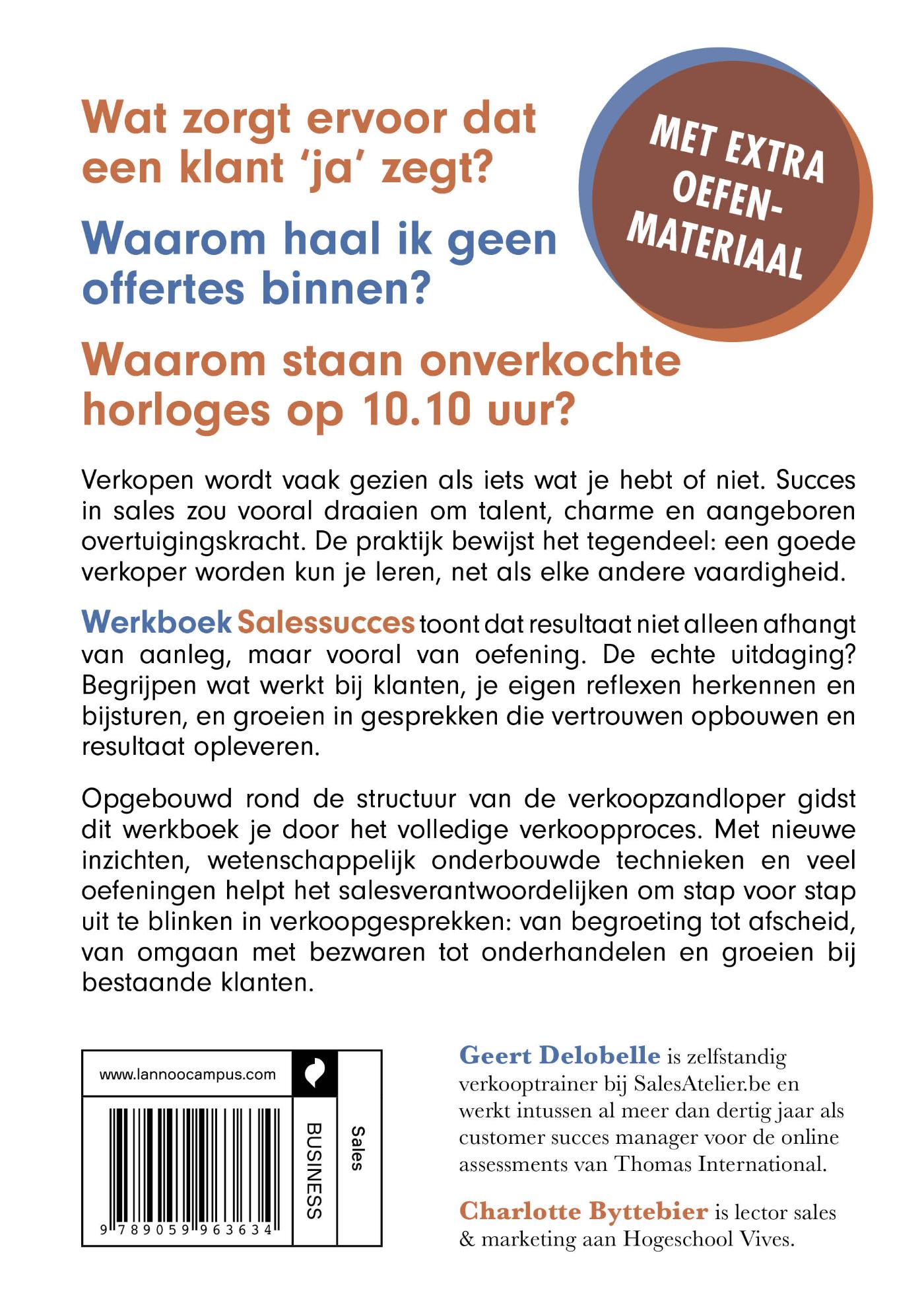 Achterkant van Werkboek Salessucces