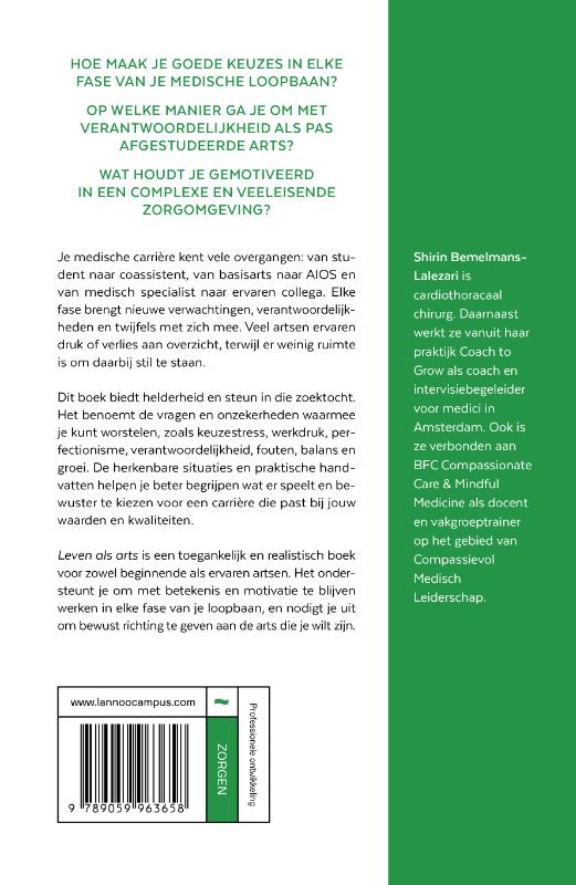Achterkant van Leven als arts