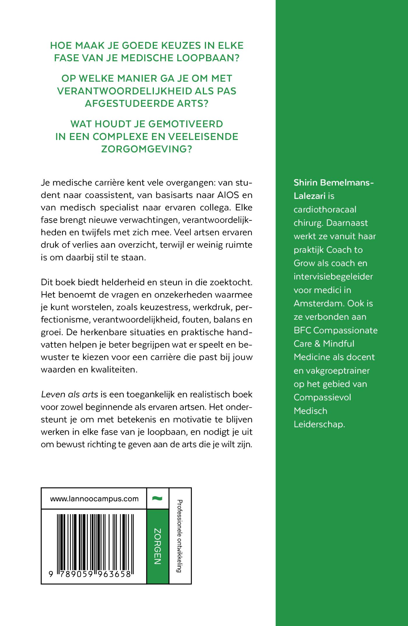 Achterkant van Leven als arts