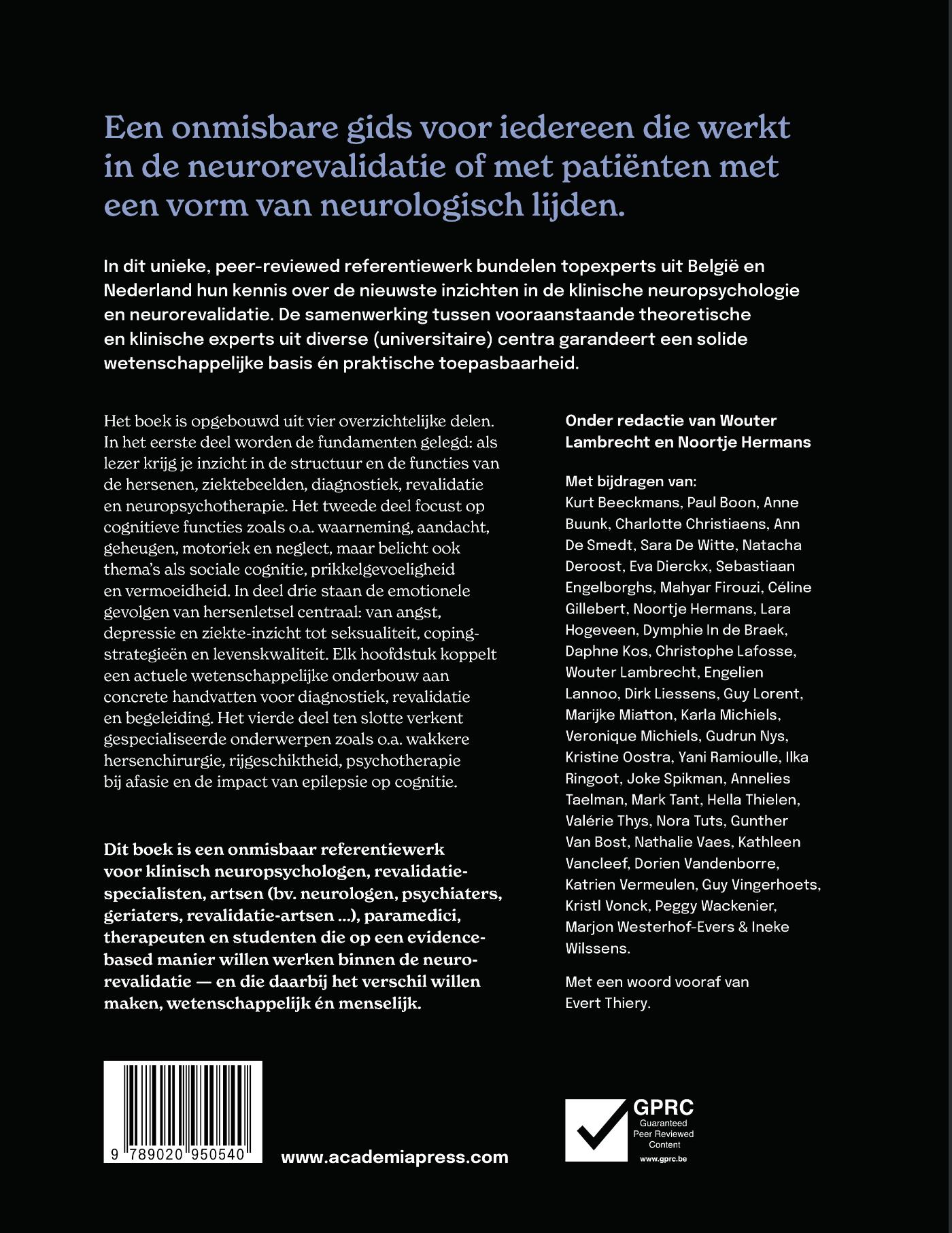 Achterkant van Klinische neuropsychologie