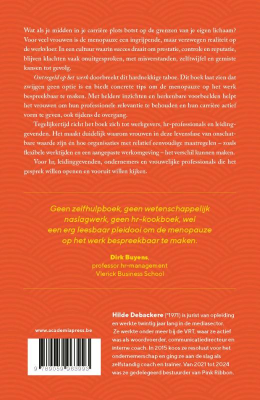 Achterkant van Ontregeld op het werk