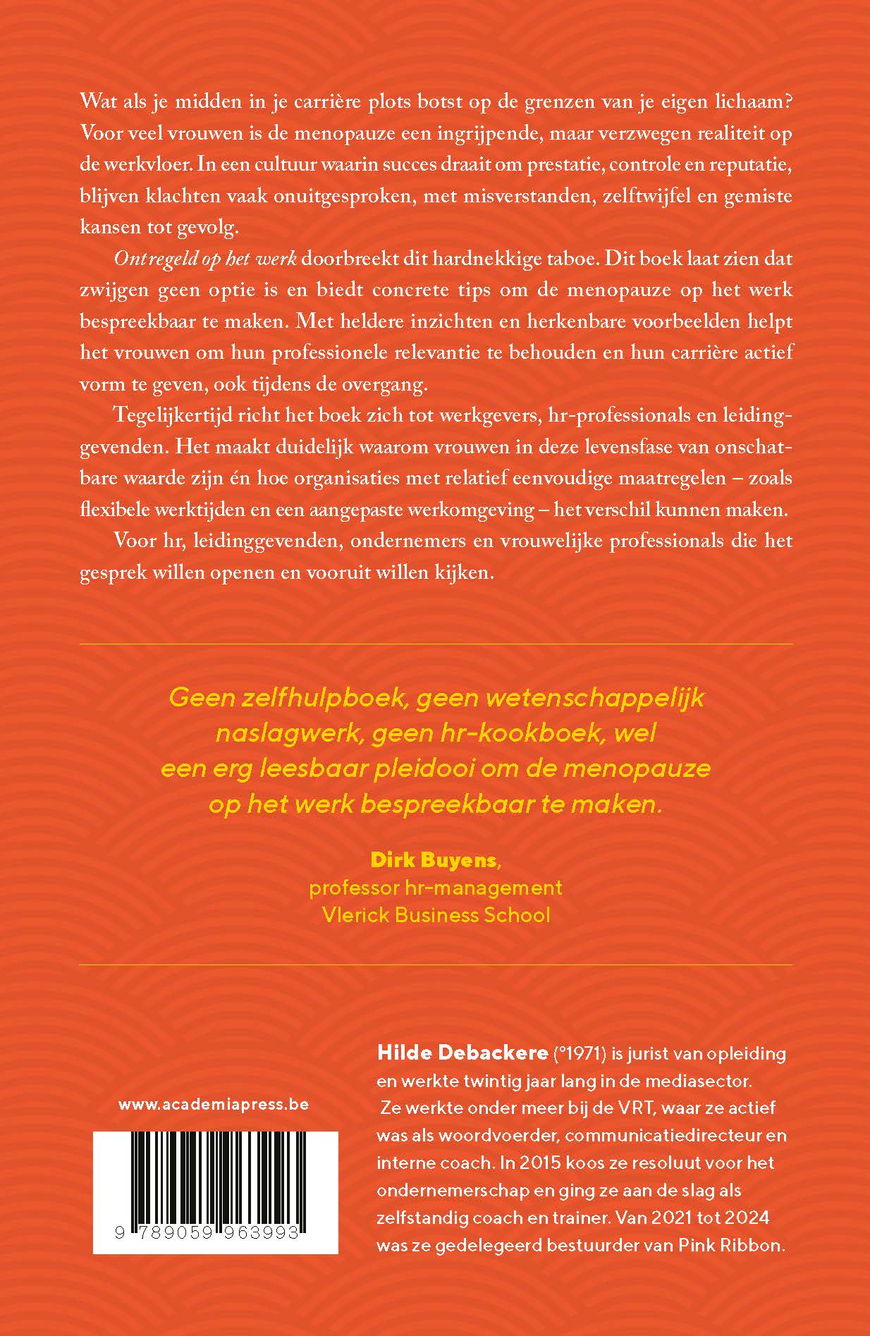 Achterkant van Ontregeld op het werk