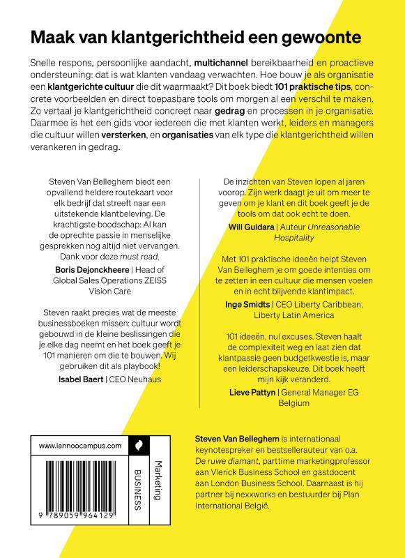 Achterkant van 101 tips voor het bouwen aan een klantgerichte cultuur