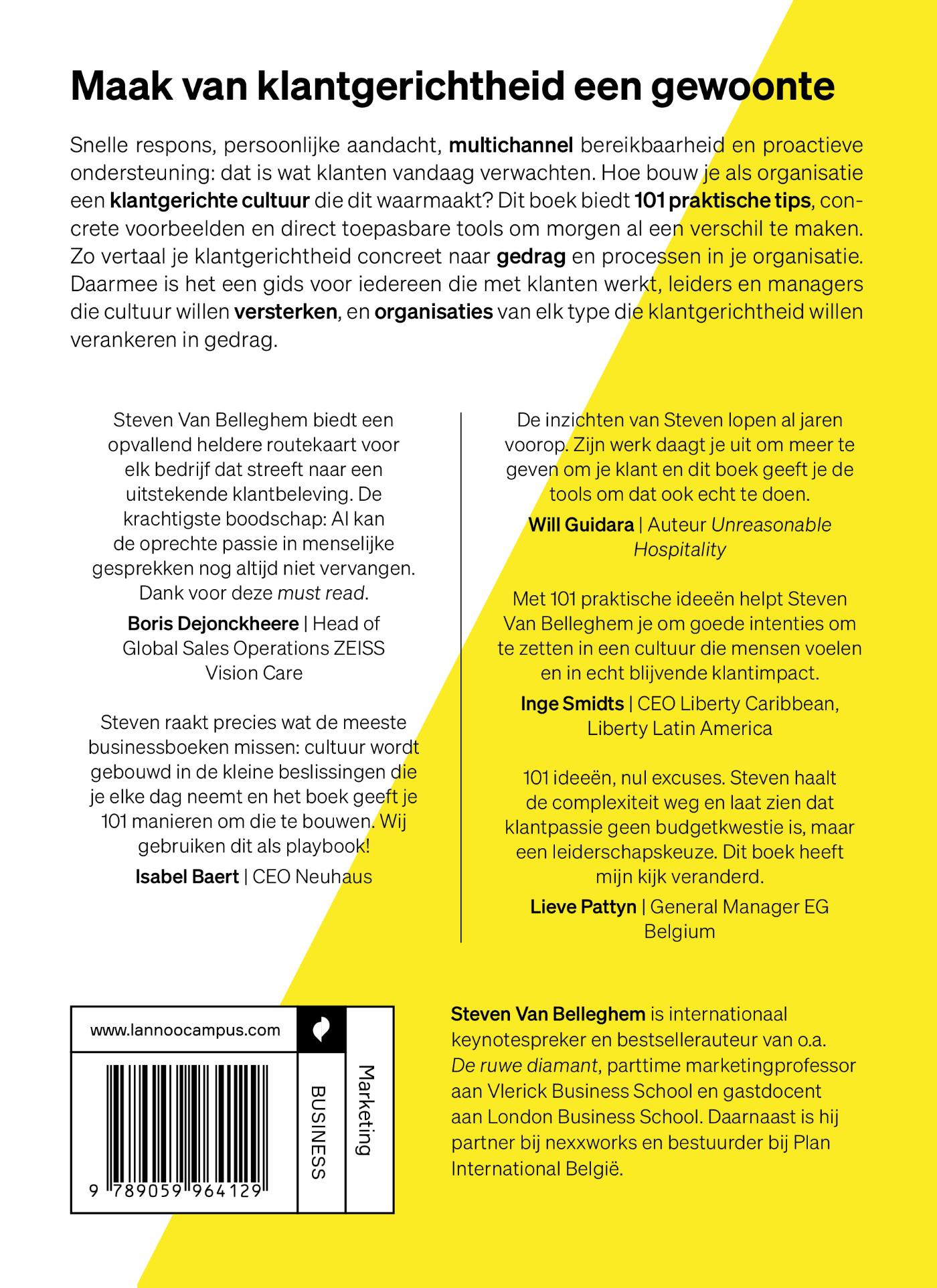 Achterkant van 101 tips voor het bouwen aan een klantgerichte cultuur