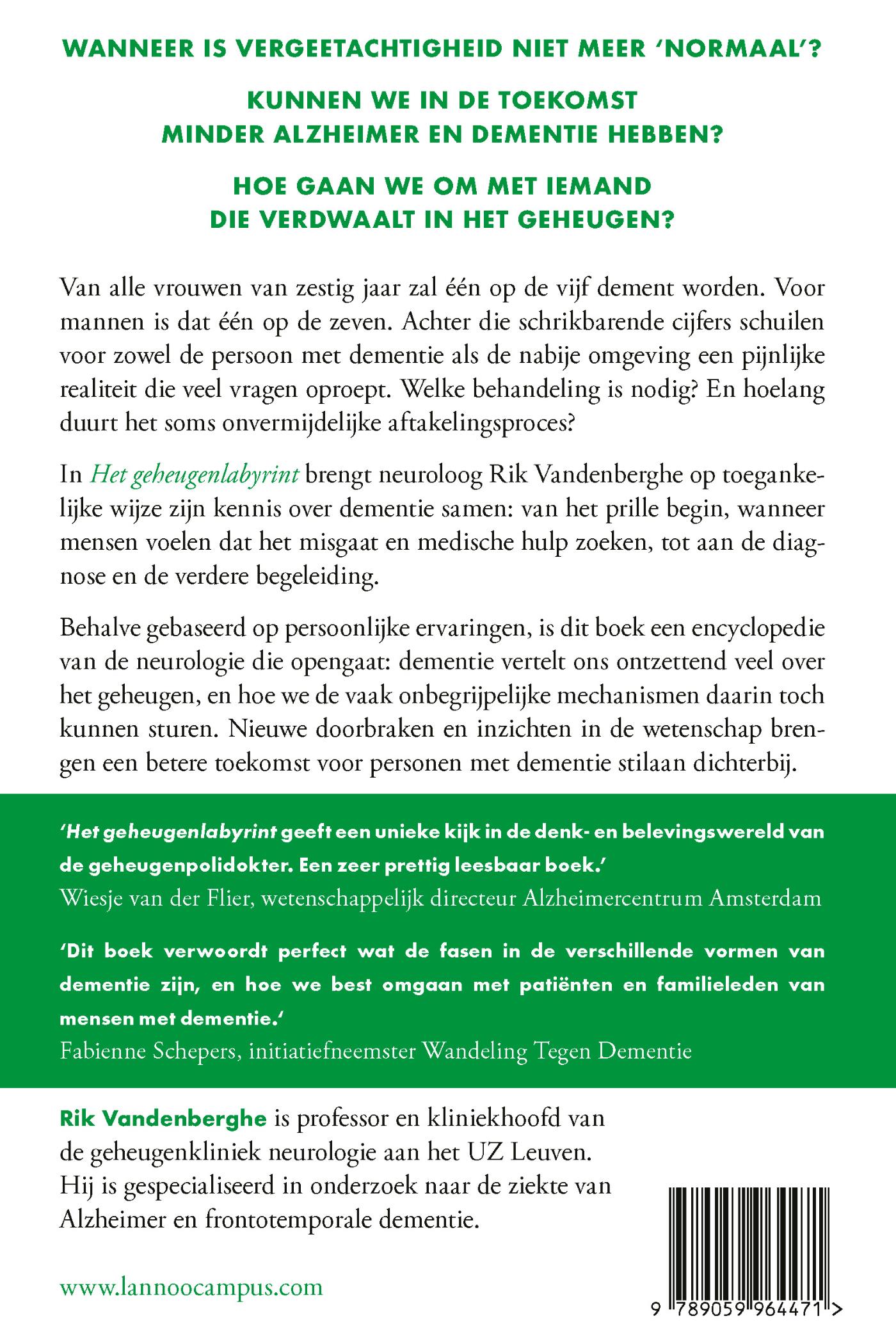 Achterkant van Het geheugenlabyrint