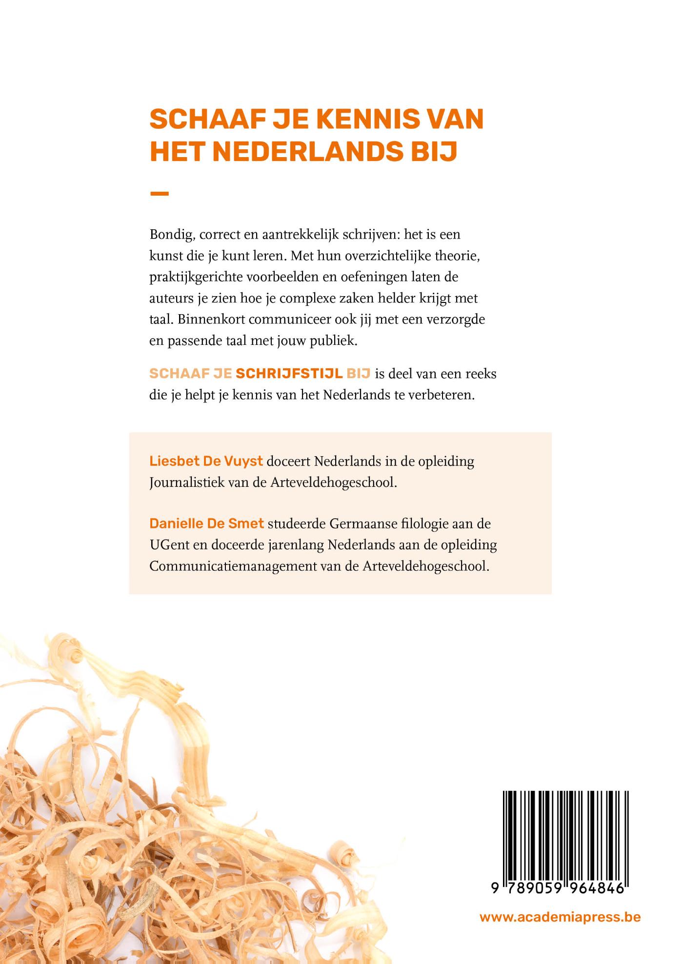 Achterkant van Schaaf je schrijfstijl bij