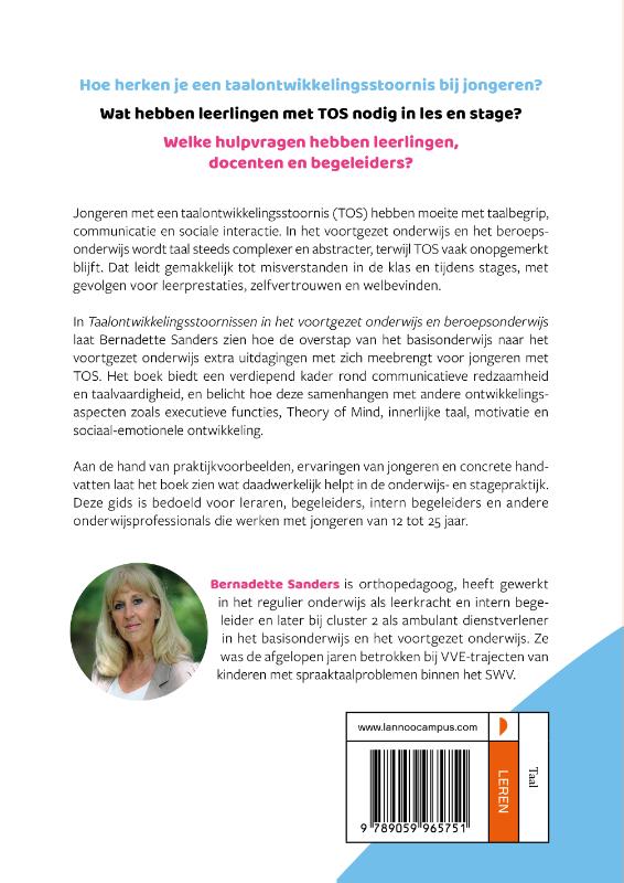 Achterkant van Taalontwikkelingsstoornissen in het voortgezet onderwijs en het beroepsonderwijs