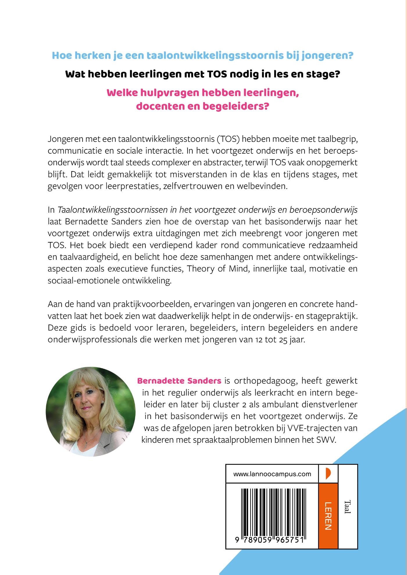 Achterkant van Taalontwikkelingsstoornissen in het voortgezet onderwijs en het beroepsonderwijs