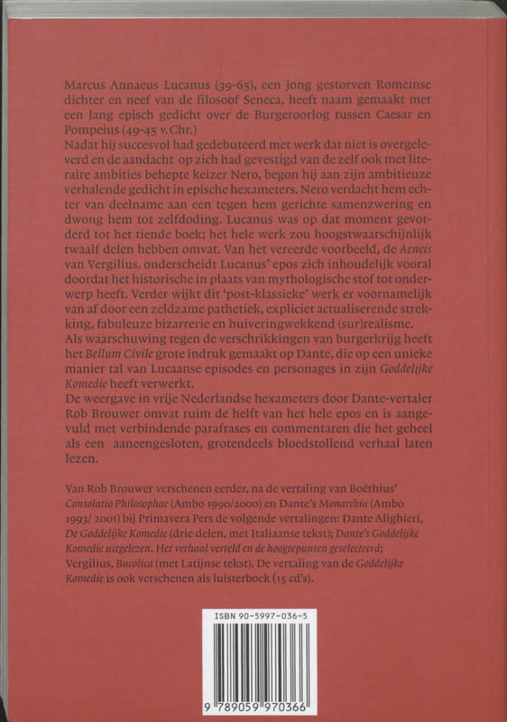 Achterkant van Lucanus' Bellum Civile uitgelezen