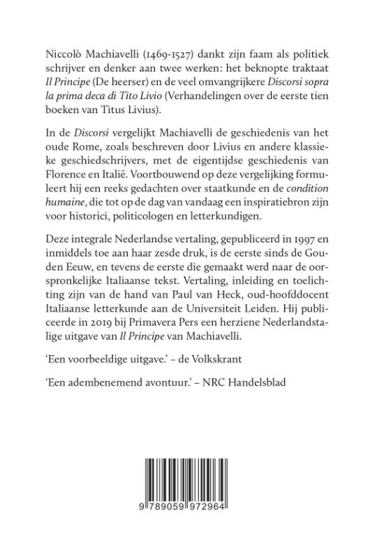 Achterkant van Discorsi