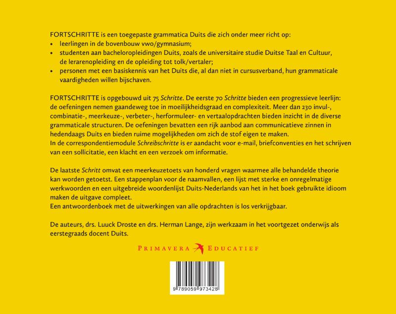 Achterkant van Fortschritte - Angewandte Grammatik
