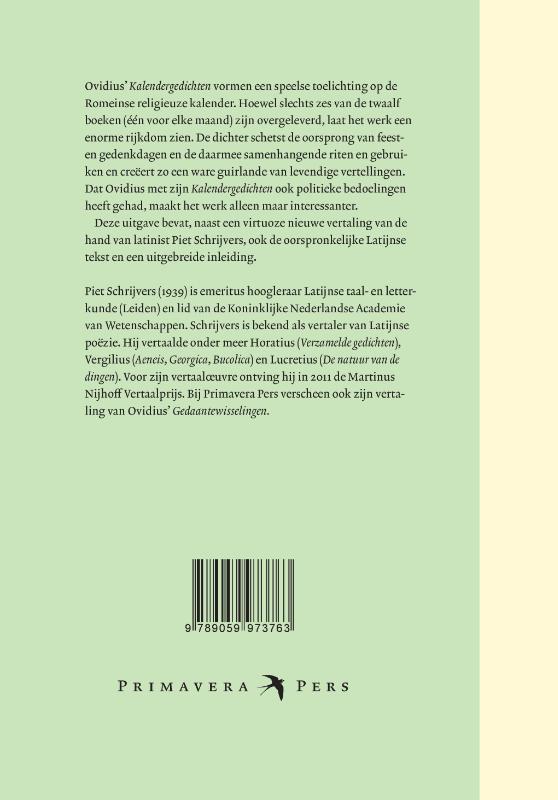 Achterkant van Kalendergedichten
