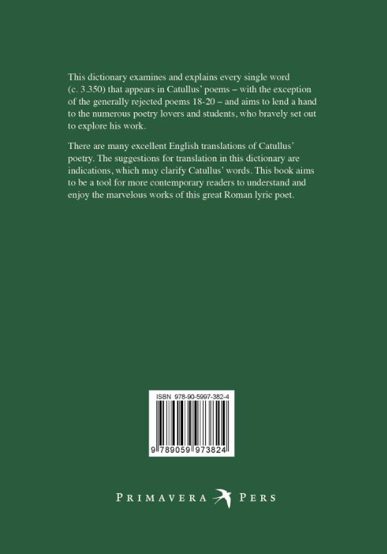Achterkant van A Complete Lexicon to the Poems of Catullus