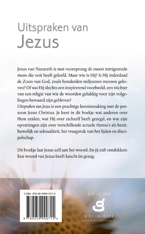 Achterkant van Uitspraken van Jezus