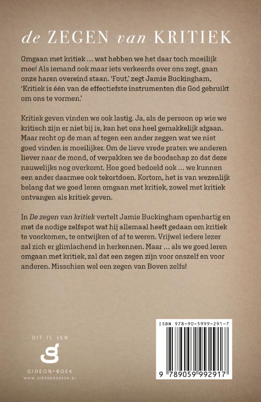 Achterkant van Zegen van kritiek, De