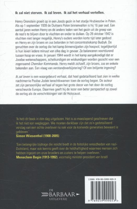 Achterkant van Ik zal leven