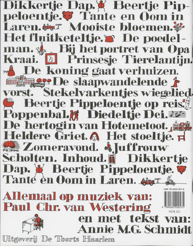 Achterkant van Dikkertje Dap en 18 andere liedjes