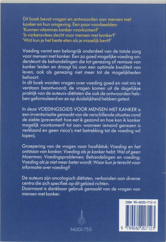 Achterkant van Voedingsgids voor mensen met kanker