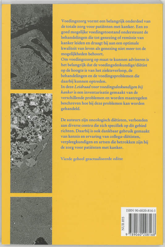 Achterkant van Leidraad voor voedingsdeskundigen bij kanker