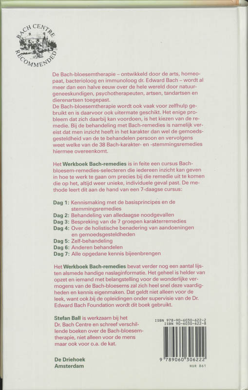 Achterkant van Werkboek Bach-remedies