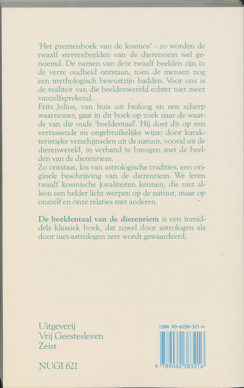 Achterkant van De beeldentaal van de dierenriem